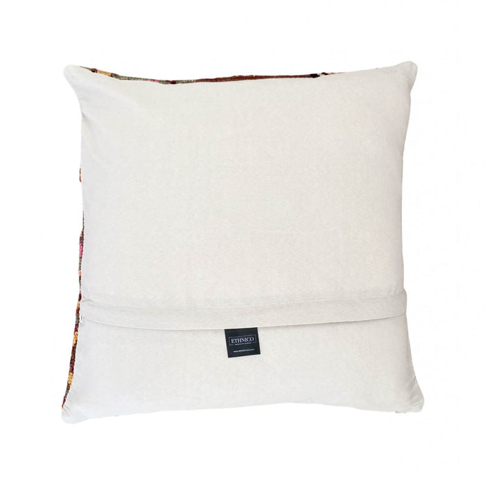Handmade traditional Turkish kilim pillow cover made with vintage rugs 18x18 green pink orange