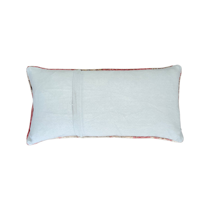 Handmade Turkish oushak pillow cover made with vintage rugs 12x24 pink