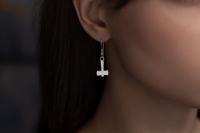 vkngjewelry Earrings Mjolnir Hammer Earrings, Thor’s Hammer Silver Amulet