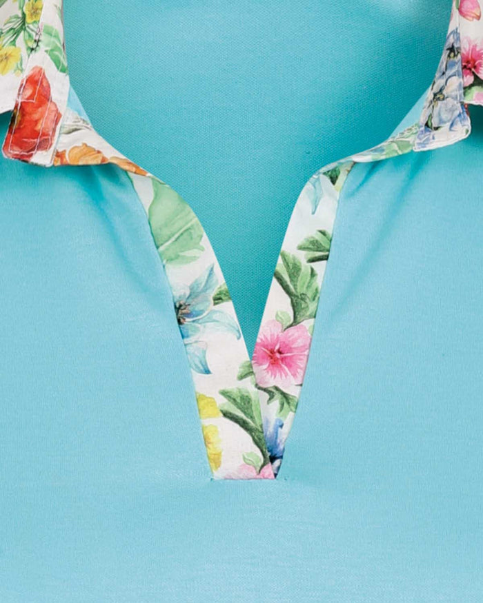 Mona Trimmed Short Sleeve Cotton Polo Top - Image 3 - Country Collection