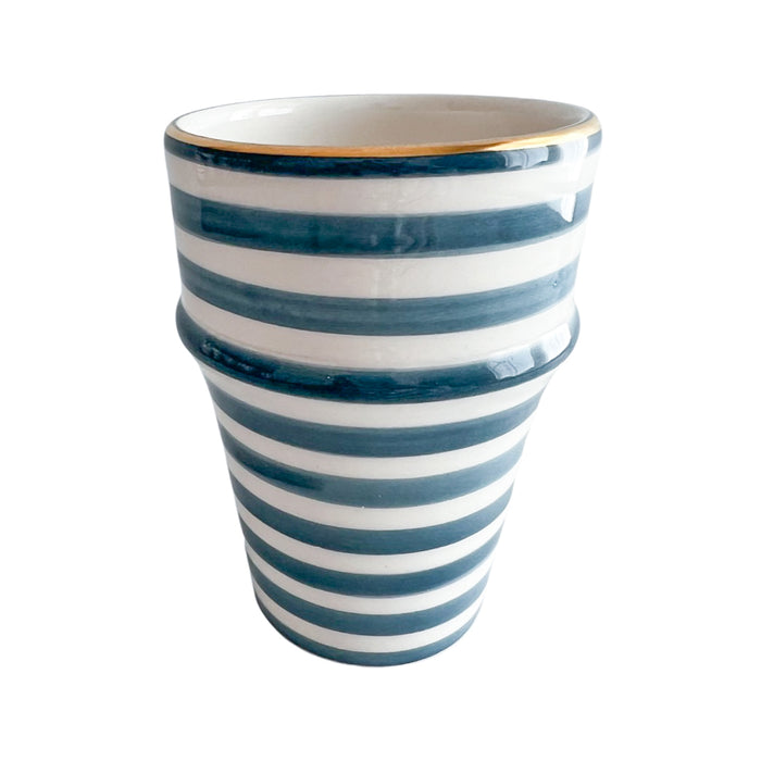 blue stripe moroccan tea cup