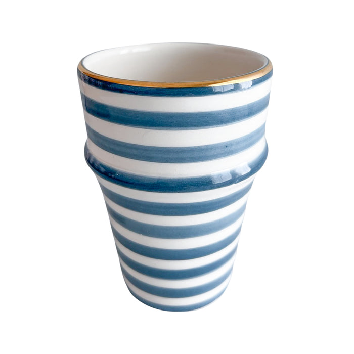 blue stripe moroccan tea cup