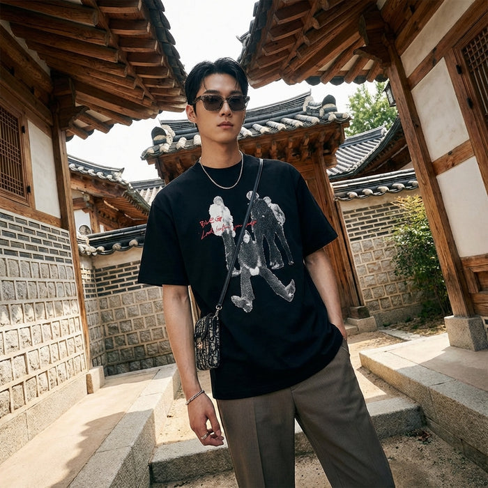 T-shirt oversize imprimé homme streetwear K-fashion - Koreanxwear