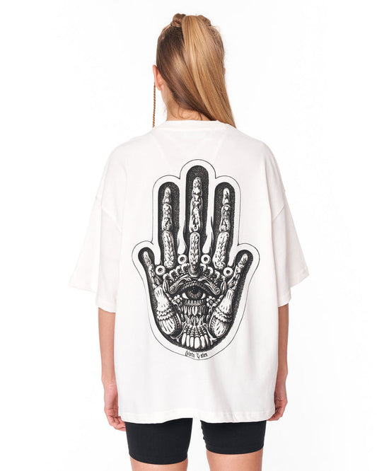 Oversized Martin Valen Screen Printed White T-shirt with hand graphic artwork
