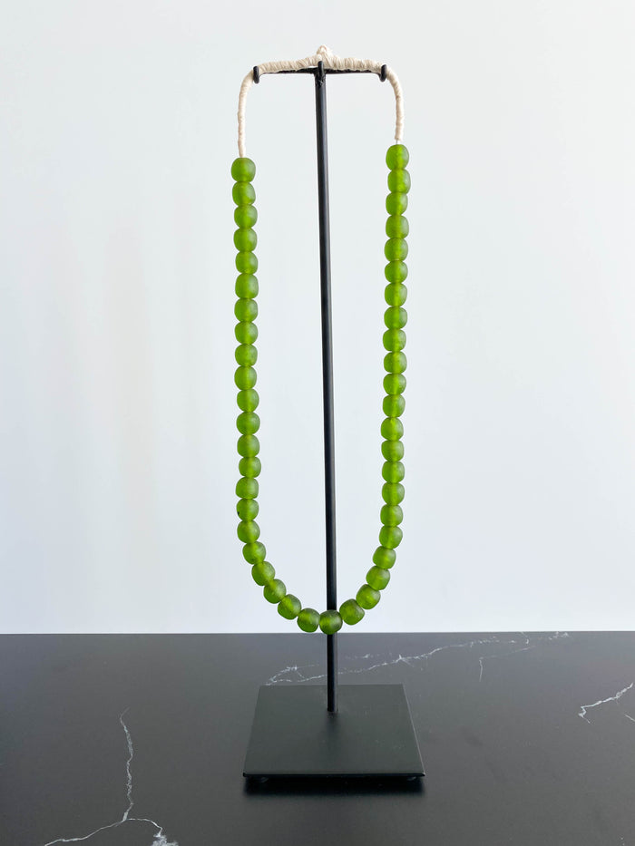 medium green handmade Ghanaian glass bead strands
