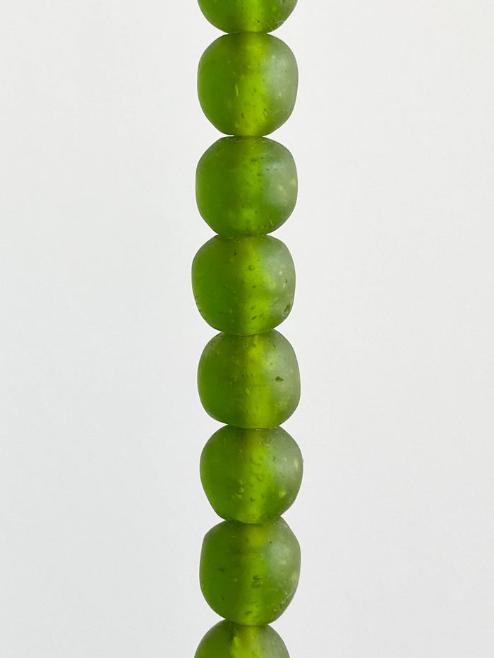 medium green handmade Ghanaian glass bead strands