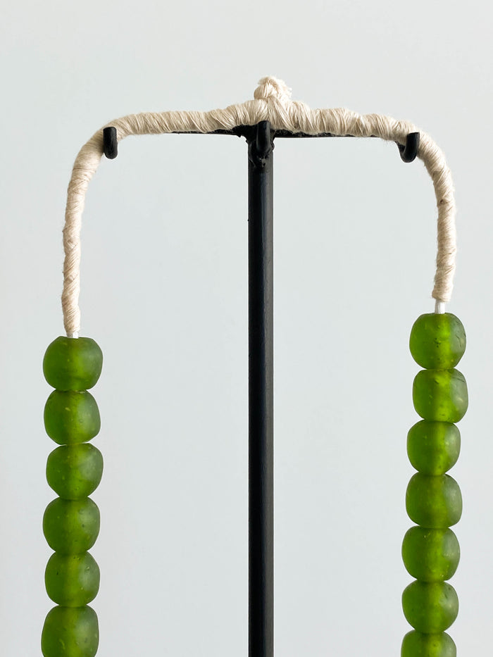 medium green handmade Ghanaian glass bead strands