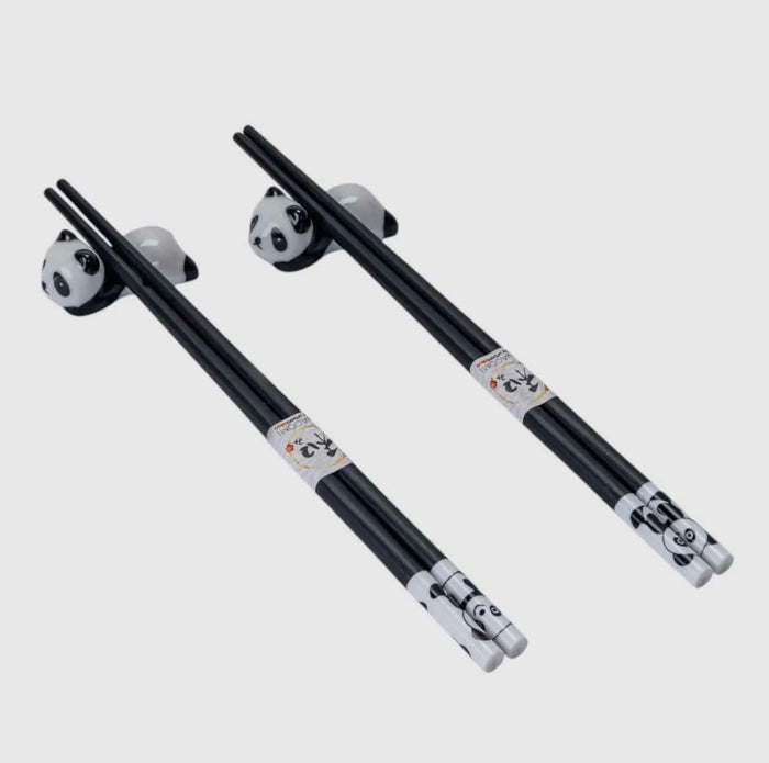 Panda Cat 2 Pair Chopsticks and Chopsticks Rests Gift Set
