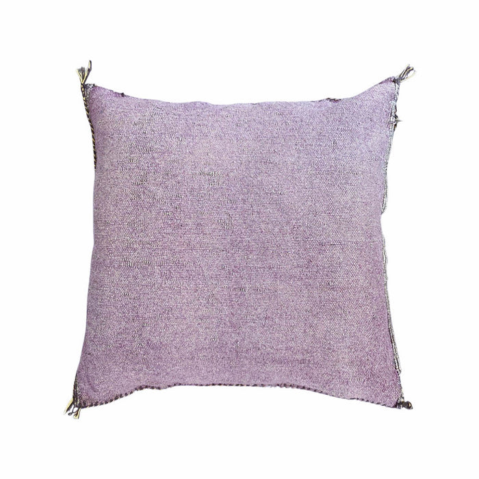 Artisanal Handmade Moroccan embroidered cactus silk sabra pillow purple handwoven