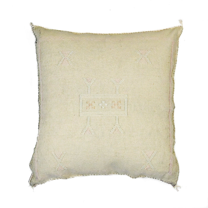 Pebble VII Artisanal Handmade Moroccan embroidered cactus silk sabra pillow beige handwoven