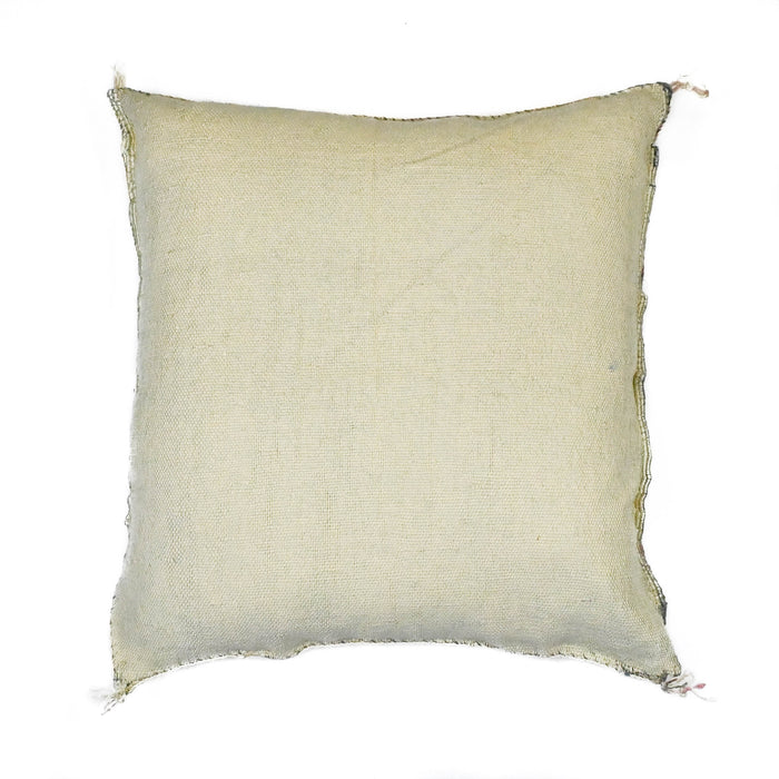 Pebble VII Artisanal Handmade Moroccan embroidered cactus silk sabra pillow beige handwoven