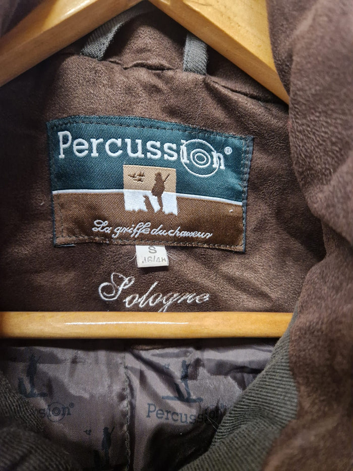 Percussion (S) Khaki Green Shooting Hunting Jacket Canvas Soft-Shell Size Small