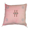 Petal XVI Artisanal Handmade Moroccan embroidered cactus silk sabra pillow light pink handwoven