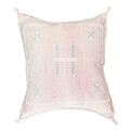 Artisanal Handmade Moroccan embroidered cactus silk sabra pillow light pink handwoven