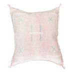 Artisanal Handmade Moroccan embroidered cactus silk sabra pillow light pink handwoven