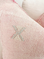 Artisanal Handmade Moroccan embroidered cactus silk sabra pillow light pink handwoven