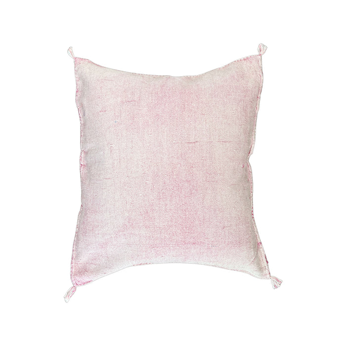 Artisanal Handmade Moroccan embroidered cactus silk sabra pillow light pink handwoven