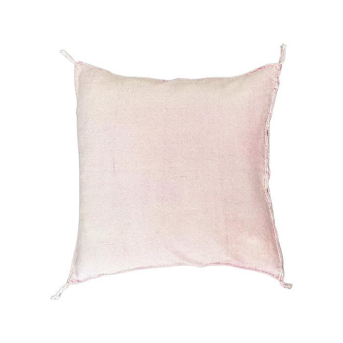 Artisanal Handmade Moroccan embroidered cactus silk sabra pillow pink handwoven