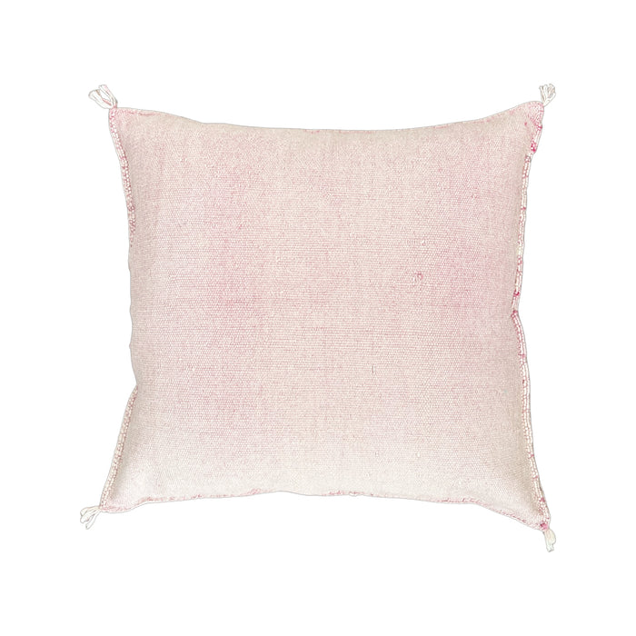 Artisanal Handmade Moroccan embroidered cactus silk sabra pillow pink handwoven