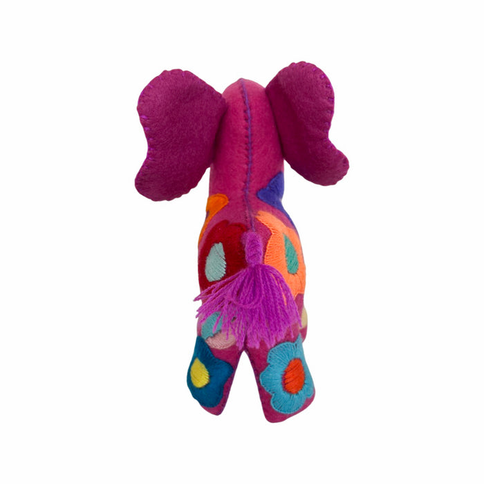 Folk Art Mexican embroidered plush stuffed animal toy pink elephant