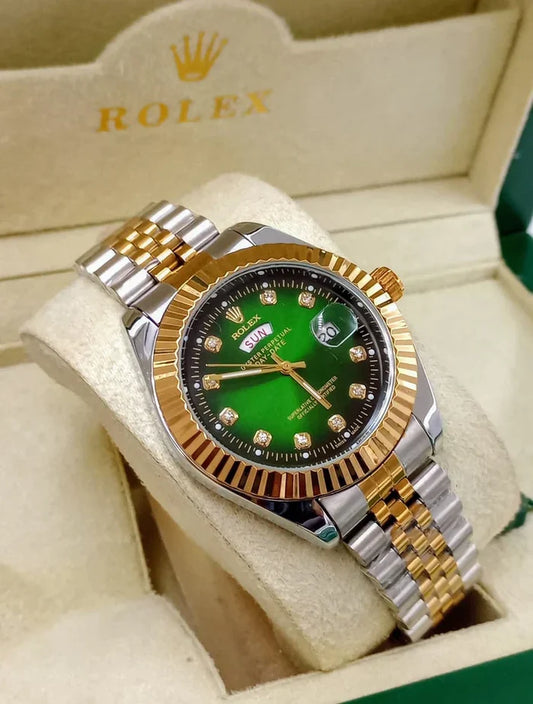 Premium Day Date Two Tone Silver Gold  Dial Watch