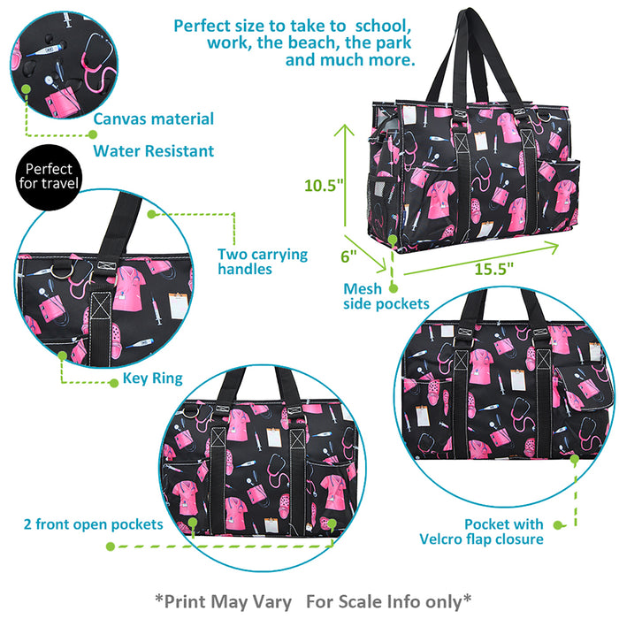Pretty in Scrubs NGIL Zippered Caddy Organizer Tote Bag