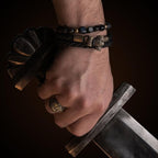 vkngjewelry Bracelet Bronze Raven Mjolnir Lavastone Bracelet