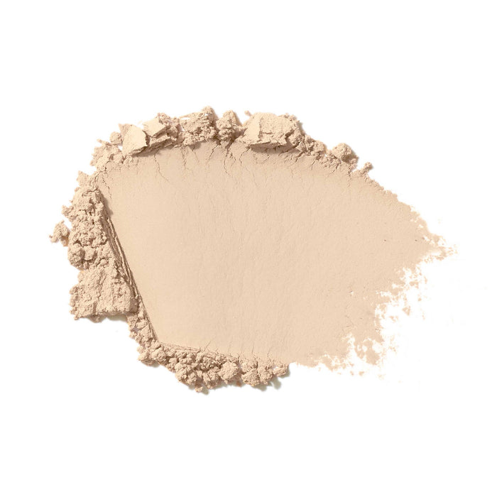 Swatch of light beige mineral powder foundation showcasing texture and pigment of Purepressed Base Mineral Foundation SPF 15 & 20 Refill | Jane Iredale.
