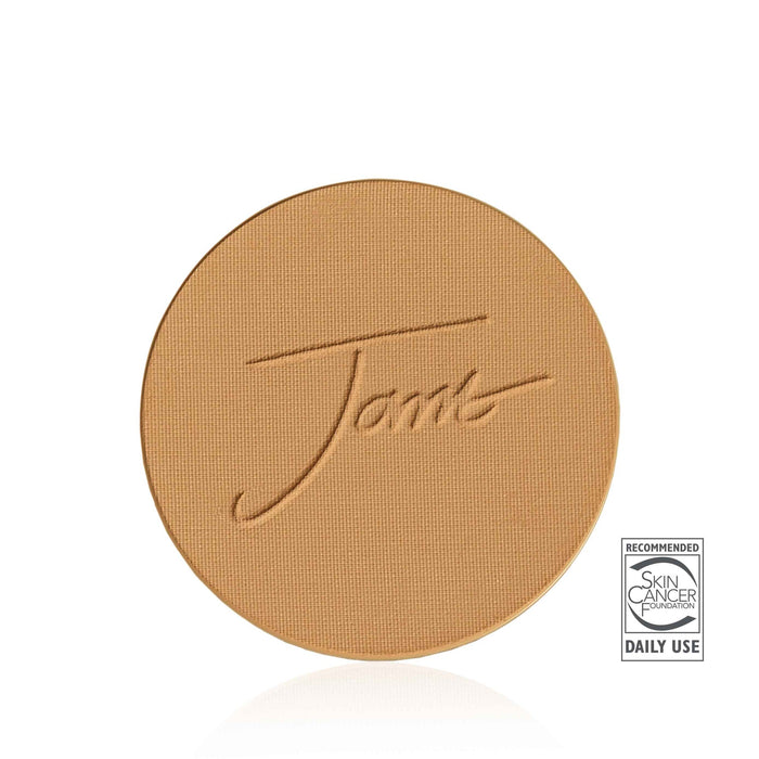 Pressed mineral foundation refill with embossed Jane Iredale logo and daily use skin cancer foundation recommendation for Purepressed Base Mineral Foundation SPF 15 & 20 Refill | Jane Iredale.