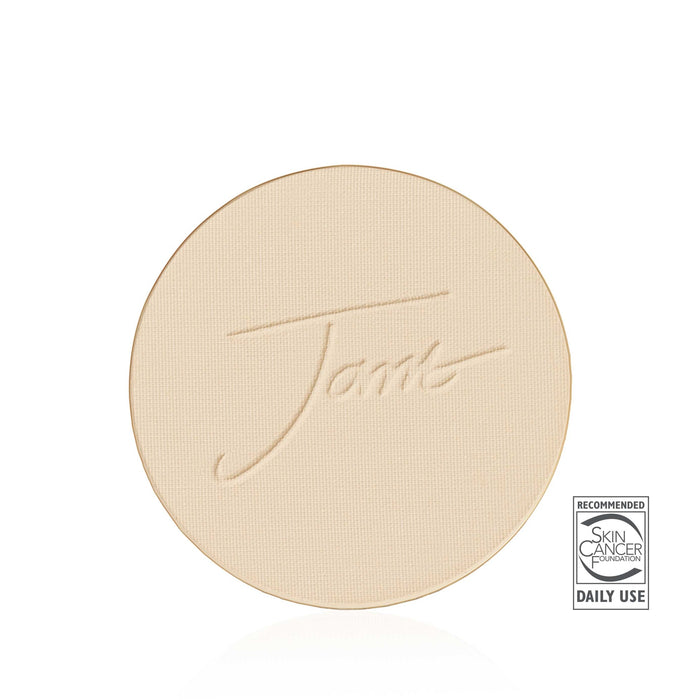 Purepressed Base Mineral Foundation SPF 15 & 20 Refill | Jane Iredale showing a light beige pressed mineral powder foundation with a smooth matte finish, designed for skincare and daily sun protection.