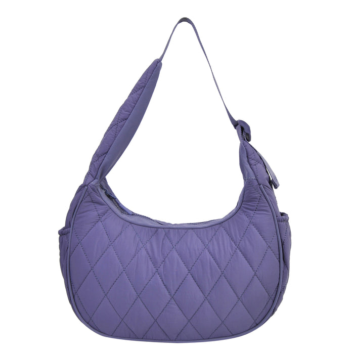 Purple Quilted Puffer Shoulder Bag