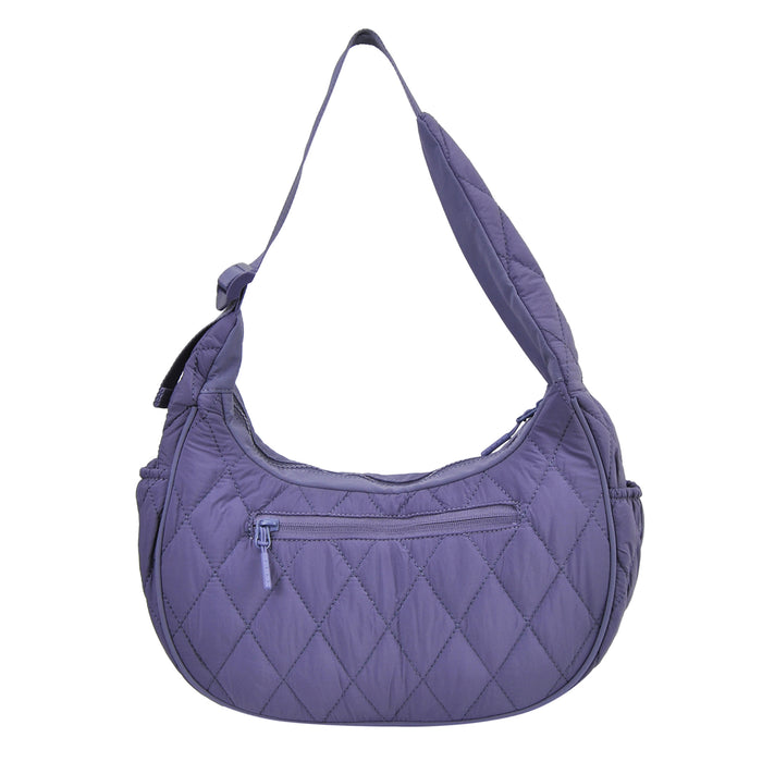 Purple Quilted Puffer Shoulder Bag