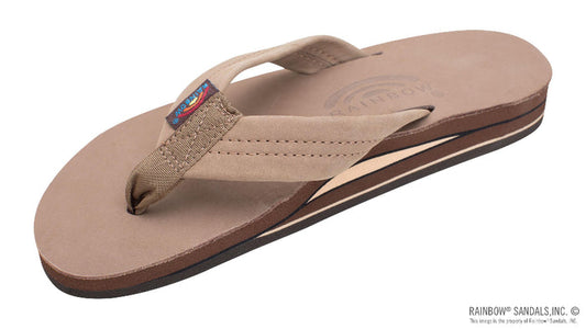 Rainbow Women's 302 Double Layer Premier Leather Flip Flop Sandal 302ALTS0 — Dark Brown, 1" strap, extra arch support