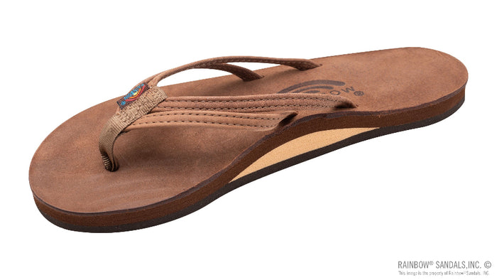 Rainbow Women's The Sandpiper Luxury Leather Sandal — Nogales Wood, double 1/3" narrow straps, single layer arch support