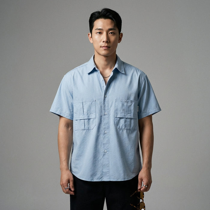 Chemise workwear décontractée homme manches courtes poches - Koreanxwear - Taille M