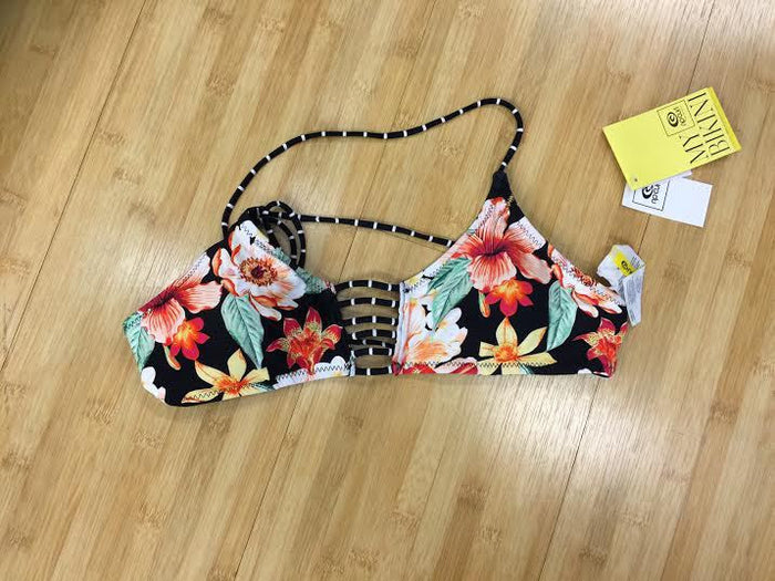 Rip Curl Tropic Wind Women's Floral Black Bra Top GSIFB7BLK womens swimwear L