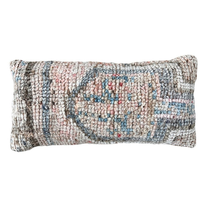 Handmade traditional Turkish oushak pillow cover made with vintage rugs 12x24 pastel