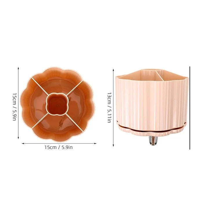 Rotating Makeup Brush & Cosmetics Storage Holder - Blush Pink