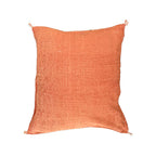 Artisanal Handmade Moroccan embroidered cactus silk sabra pillow rust orange handwoven