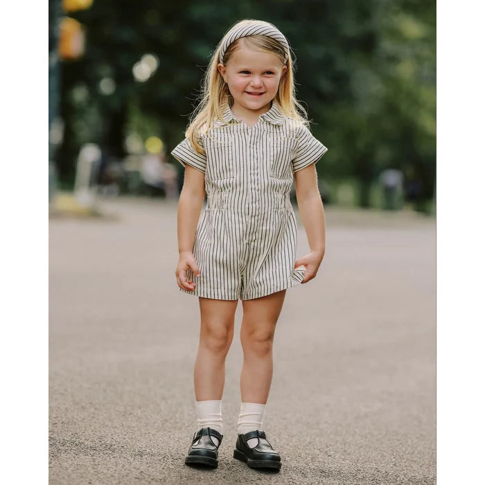 Rylee + Cru | Utility Romper | Navy Pinstripe