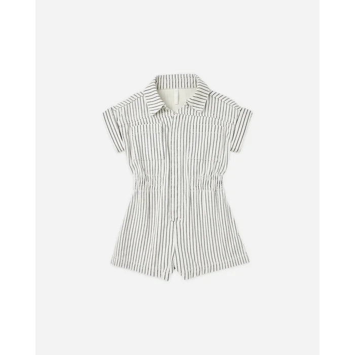 Rylee + Cru | Utility Romper | Navy Pinstripe