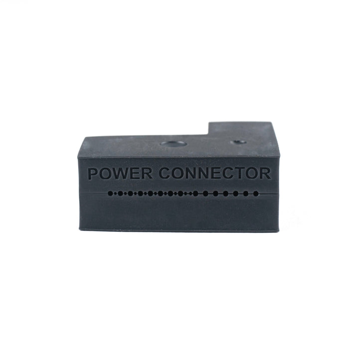 high temperature resin 3D printed dark grey power connector housing embossed text
