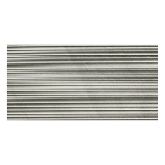 Ribbed grey rectangular tile.