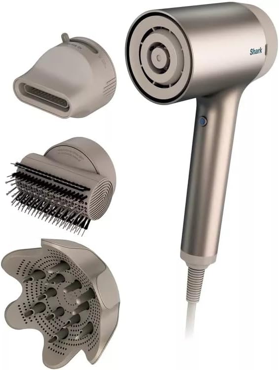 Shark Style iQ Ionic Hair Dryer & Styler [HD120UK] with 2 in 1 Concentrator, Diffuser, Brush - Stone - Shoppers-kart.com