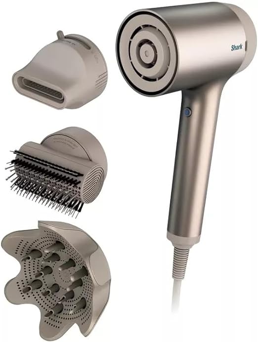 Shark Style iQ Ionic Hair Dryer & Styler [HD120UK] with 2 in 1 Concentrator, Diffuser, Brush - Stone - Shoppers-kart.com