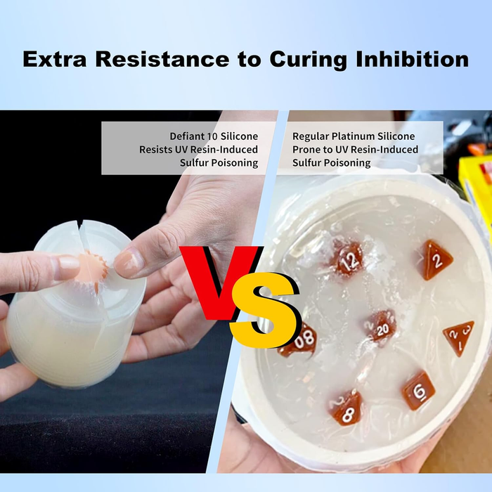 platinum silicone mold making UV resin inhibition resistance comparison vs regular dice