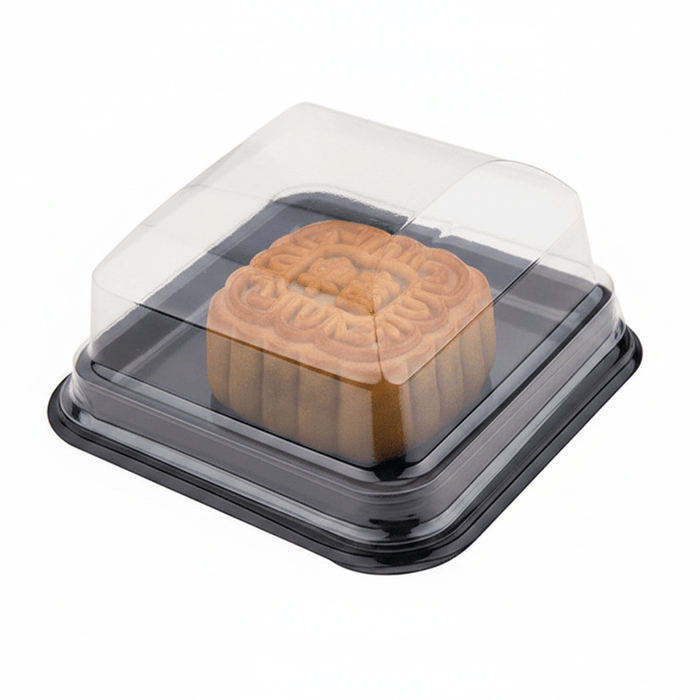 Small Individual Black Square Base With Lightly Slanted Dome Lid - 93x93mm - TEM IMPORTS™