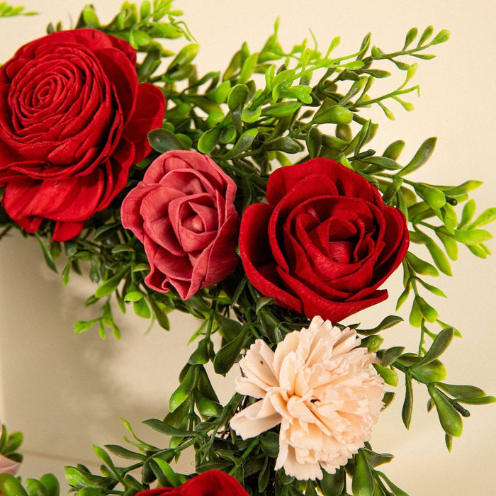 Sola wood flowers 12 inch wreath in Rose Glow design