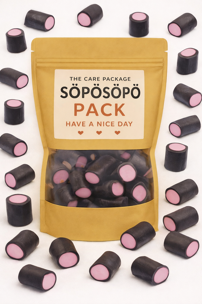 SÖPÖSÖPÖ Scandinavian Treat Pack –  Malaco Polka Mint Filled Licorice – 150g Nordic Candy Bag – soposopo pack