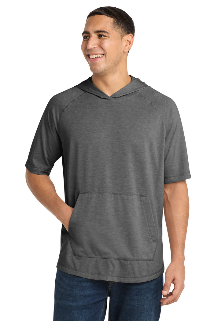 Sport-Tek  ®  PosiCharge  ®  Tri-Blend Wicking Short Sleeve Hoodie. ST404